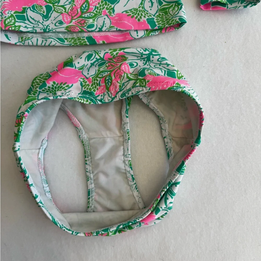 Lilly Pulitzer Girls' Long Sleeve Rash Guard Set Pink & Green Floral SZ 7 EUC - Picture 5 of 6
